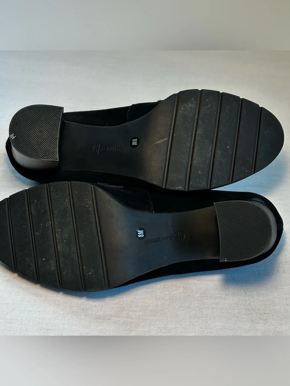 Giani Bernini Black Loafers with Gold Horsebit Accent